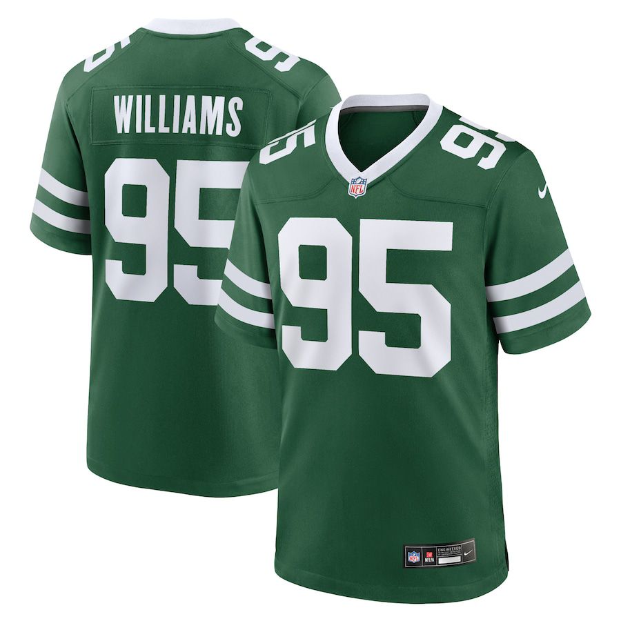 Men New York Jets #95 Quinnen Williams Nike Legacy Green Game NFL Jersey->->NFL Jersey